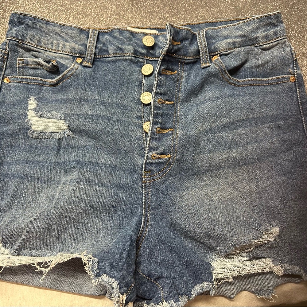 Refuge Distressed Blue Jean Shorts
